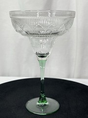 Cristal D’Arques-Durand Sombrero Pattern Margarita Glasses Green Stem