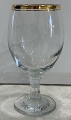 Vintage Valencia Set Of 6 Wine Glasses, Hand Decorated 24K Gold Rim 10 Oz