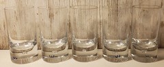 5 Kosta Boda Pippi Swedish Clear Heavy Base w/Bubble, Double Shot Glass 4 fl.oz.