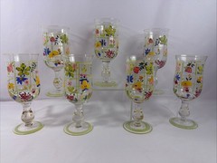 Tracy Porter Style Water Iced Tea Goblets Glasses Set of 7 Hand Painted