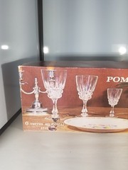 Pompadour Vintage 6 Lead Crystal Glasses 17 cl. 5.75 oz. Cristal d’Arques France