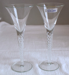 2 Toscany Ariel Air Twist Stem Trumpet Cordial Glasses 4 oz.
