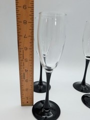 4 Vtg Domino Signature Black Champagne Flutes