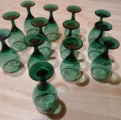 Vintage Libbey? Emerald And Gold Wine Glasses Set Of 13