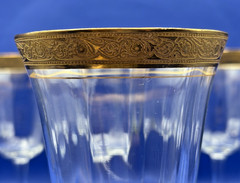 Set of 8 Vintage Tiffin Franciscan Minton Clear Gold Encrusted Water Goblets