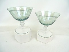 Home Essentials Crystal Cut Luster Green 2pc 8oz 4 5/8″ Sherbets 2007-