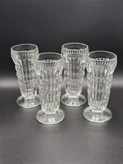 Vintage Jeannette Glass Clear Ribbed Parfait Ice Cream Sundae Glasses Set of…