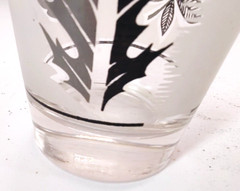 Libbey Silver Leaf Flat Tumblers Glasses 12 oz Lot of 2 MCM Frosted Foliage