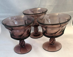 Lot of 3 VTG Fostoria Jamestown Purple Amethyst Champagne Sherbet Glasses