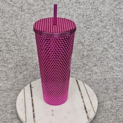 Starbucks Pink Studded Tumbler 24oz Cold Cup Lid Straw 2023 Limited Edition Logo