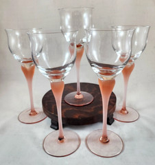 5 Sea Mist Coral Frosted Stem Mikasa Water Goblets Glasses -9 1/4”
