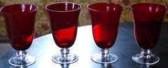 Set 4 LENOX HOLIDAY GEMS RUBY All Purpose Wine/Water Goblets Red Crystal 6 3/8″