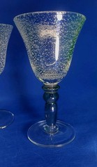 3 POTTERY BARN HAND BLOWN WINE BUBBLES IRIDESCENT GREEN / BLUE 7,1/4″INCH TALL