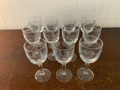 9 Porto Glasses Model Dampierre Engraved Crystal D’Arques (Price Per Unit)