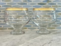 Cellini Crystal Glasses Whiskey Liquor Brandy Snifters 24K Gold Rim Italy