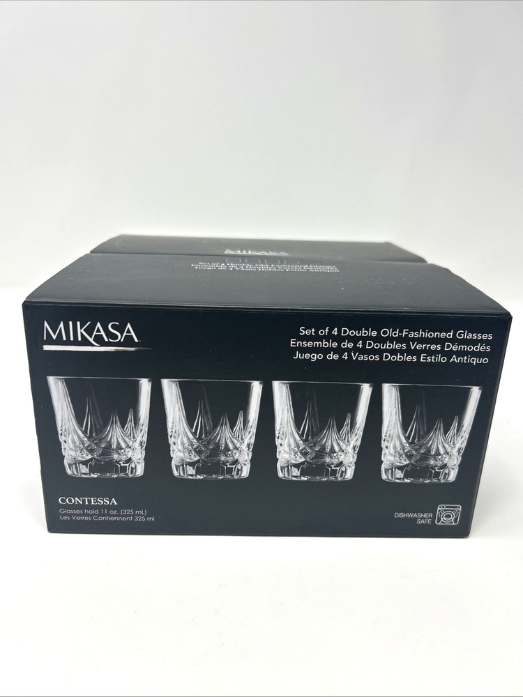 Mikasa Set Of 4 Double Old-fashioned Glasses Contessa 11oz
