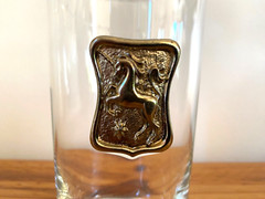 Vintage Libbey Glass Crown Collection Unicorn Gold Medalian Tumbler 5.5″ Height