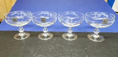 4 Princess House Heritage #507 8oz Pedestal Champagne/Sherbet Glasses NEW France