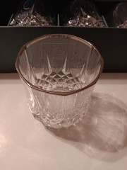 Longchamp Platinum Cristal d’Arques Old Fashioned Goblet Tumblers Set Of 4
