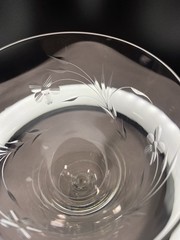 Set of 4 Etched Glass Water Wine Goblets Stemware Flower Leaf Wheat Pattern