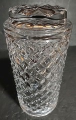 Waterford Alana Crystal 10” Cylinder Diamond Cut Vase with Star Cut Base READ