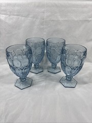 Set Of 4 Fostoria Moonstone Light Blue Ice Tea Goblets Glass 6 1/2 » Discontinu