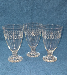 Anchor Hocking Laurel Gray Cut Boopie Footed Juice Glasses Set of 4 Vintage