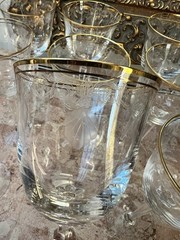 9 Vintage Lenox Shell Water Wine Cocktails Crystal Glasses Gold Trim 8″