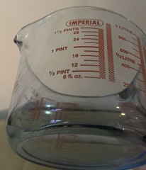 Vtg. Royal Doulton Cobalt Blue Tint Liter Glass Measuring Cup Imperial Metric US