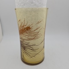 Vintage MCM Amber Wheat Glasses Set Of 6 Orange Brown Cottage Thanksgiving Fall