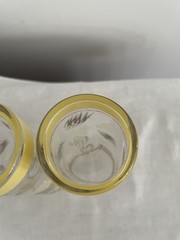 2 Federal Glass Yellow Gold Zig Zag Squiggle Tom Collins 6.75”H Glasses Scarce