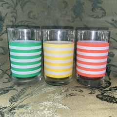 Ralph Lauren Striped Juice Glasses, Set of 3 Green Yellow Orange