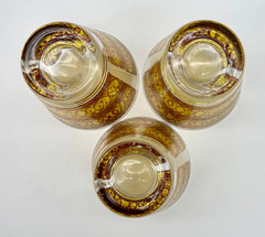 Georges Briard Double Rocks Glasses Gold Swirl 12 oz. – Set of 3