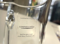 Luminescence Handcrafted Romanian Glass Crystal Pitcher, 2 Glasses, and Stirrer