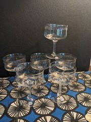 Set of Six Lenox Crystal Moonspun Champagne Glasses with Platinum Trim