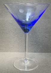 Marquis by Waterford Martini Glass Polka Dot, Sapphire, 7 1/2”, Beautiful! Used!