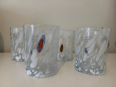 Alessandro Coppola Murano Glass Confetti Cups Tumblers New Set Of 4 Italy