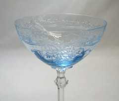 Vintage 1930s Fostoria Crystal JUNE AZURE Blue Champagne Tall Sherbet Glass