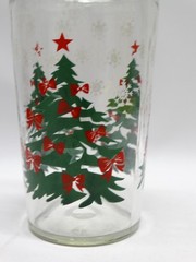 Set of 3 Vintage Golden Harvest Christmas Tree Glass Tumblers Anchor Hocking
