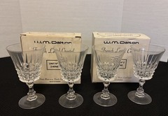 Vintage Set Of 4 W.M. Dalton French Lead Crystal Wine Glasses In Boxes