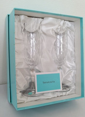 Tiffany & Co. Floret Champagne champaign Pair Set Wine Glass Unused with Box