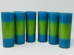 Blendo West Virginia Glass Tumblers Set of 6 ‘Bermuda Twist’ Blue & Green Hue