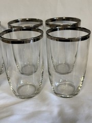 Dorothy Thorpe Vintage Silver Rim Lowball Cocktail “MADMEN “Bar Glasses (6)