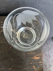 vintage etched glass cordial cocktail set of six Mid Century Barware Glasses