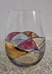 Milano Romanian Mosaic Stained Stemless Wine Glass