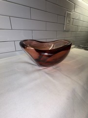 Vintage Heavy Moser Glass bar bowl candy dish ice cube cranberry Rose Red 7” Dia
