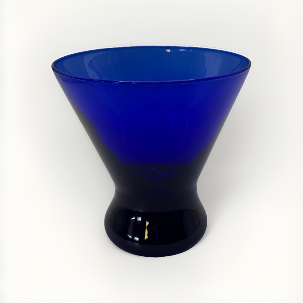 *Cobalt Blue 4” Lowball Stemless Cocktail Martini Glasses Barware Good Condition