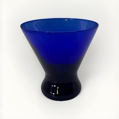*Cobalt Blue 4” Lowball Stemless Cocktail Martini Glasses Barware Good Condition