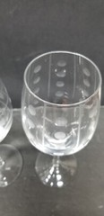 3 MIKASA CHEERS ETCHED 2-CIRCLES/DOTS 1 SQUARES WHITE WINE GLASSES 14 OZ