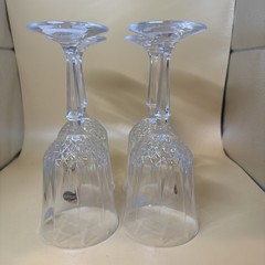 DePlomb 24% Lead Crystal Water Wine Goblets USA Diamond Cut Stem Set of 4 NWT